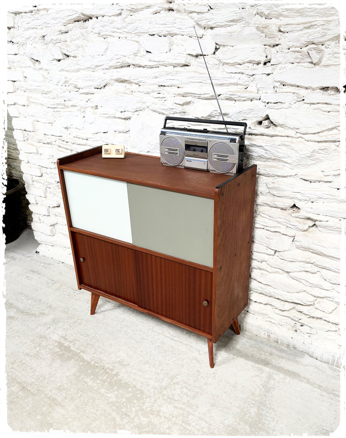 Meuble Hi-fi Rangement Vinyles Vintage Pieds Compas