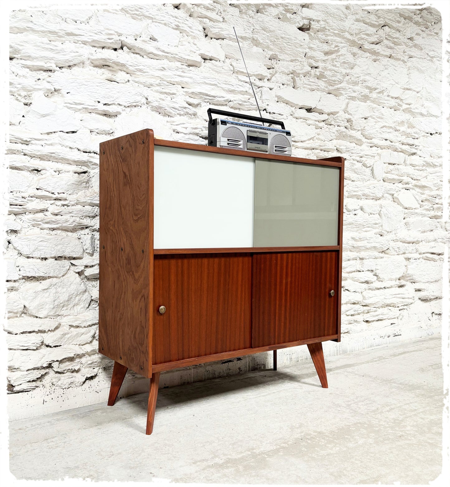Meuble Hi-fi Rangement Vinyles Vintage Pieds Compas