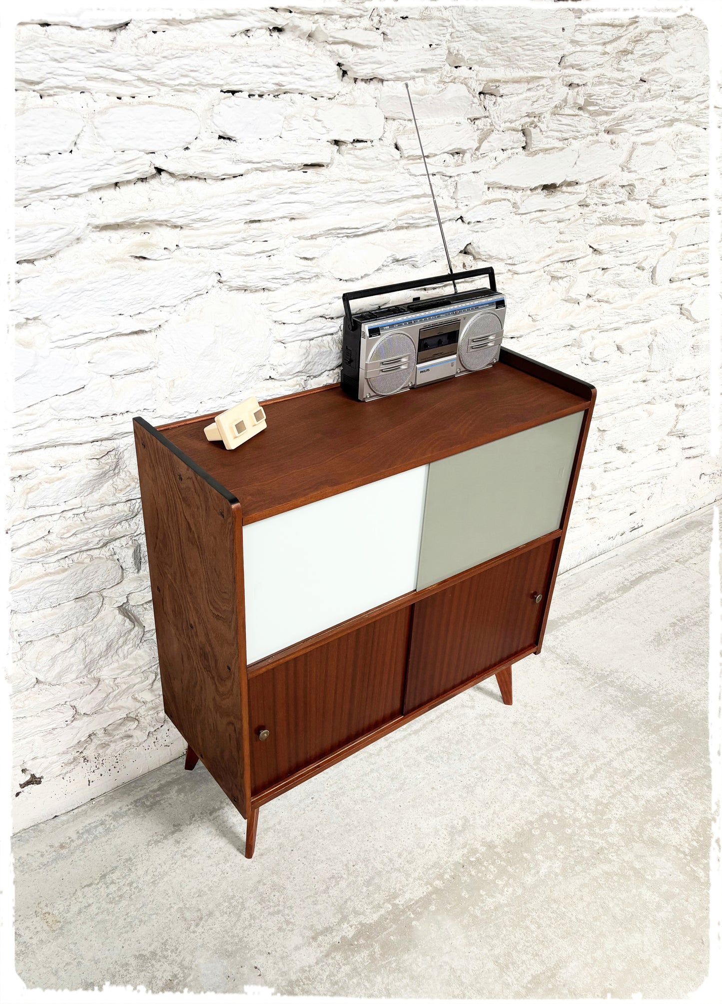 Meuble Hi-fi Rangement Vinyles Vintage Pieds Compas