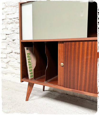 Meuble Hi-fi Rangement Vinyles Vintage Pieds Compas