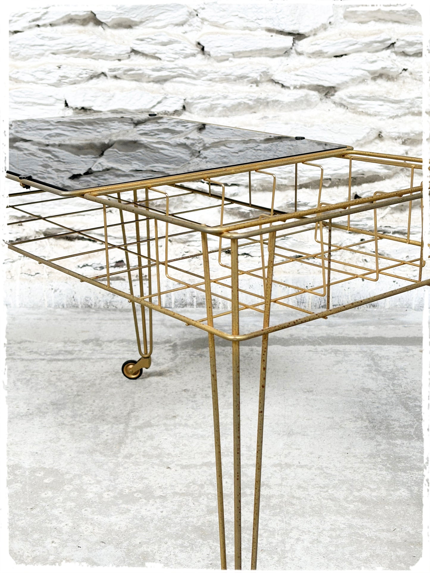 Meuble Hifi Desserte Vintage Pieds Eiffel Doré