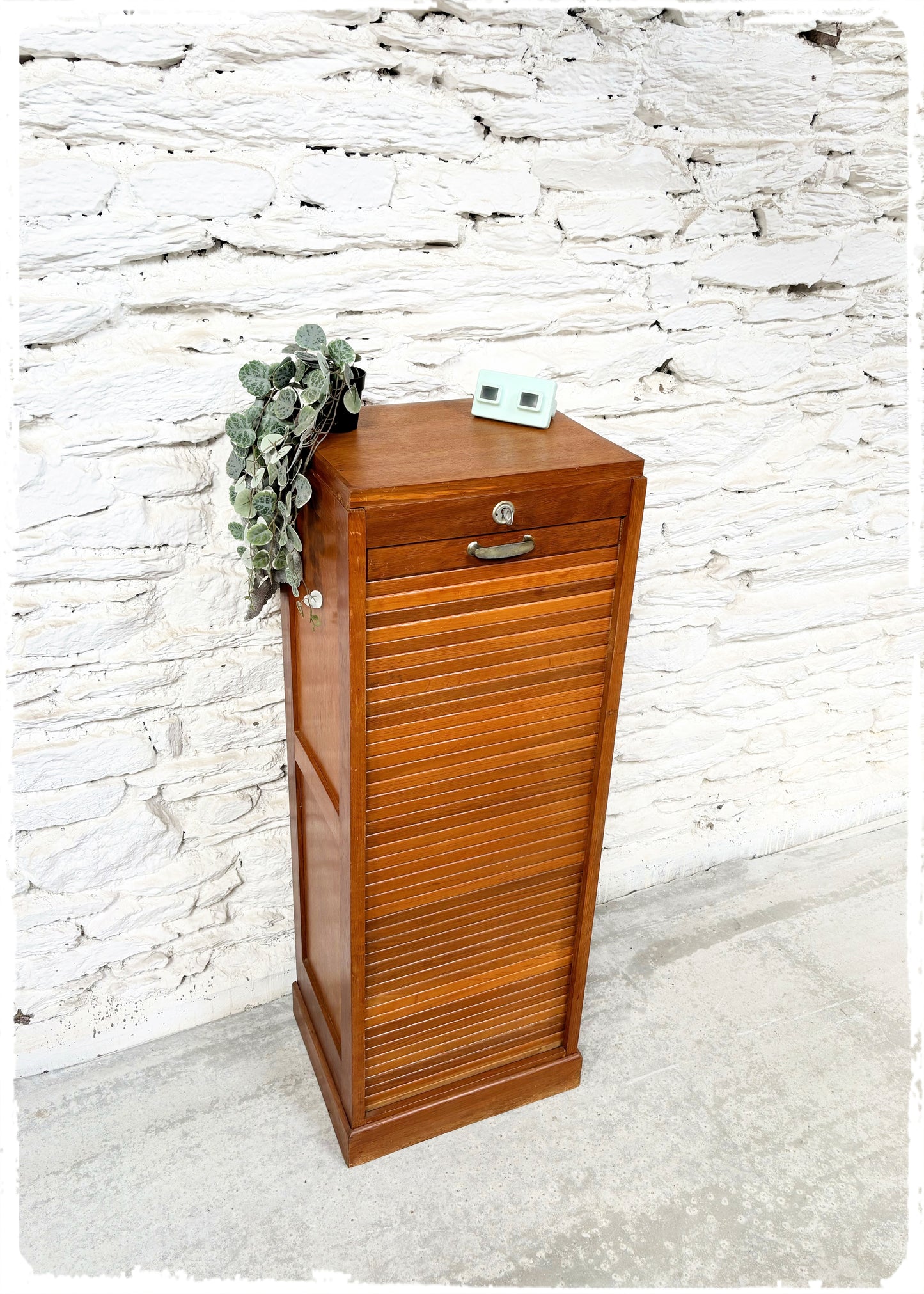 Meuble de Notaire Classeur à Rideau Vintage en Chêne