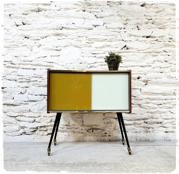 Meuble D'appoint Vintage Pieds Compas Métal Formica Bois