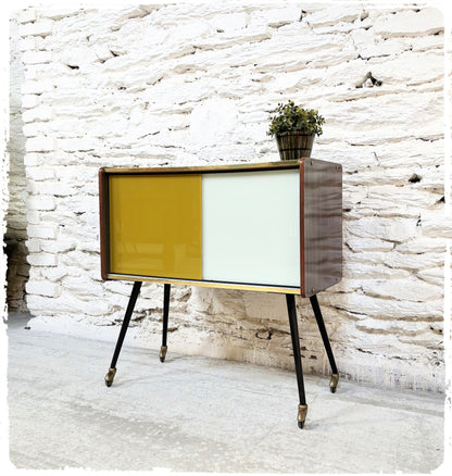 Meuble D'appoint Vintage Pieds Compas Métal Formica Bois