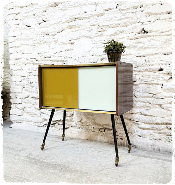 Meuble D'appoint Vintage Pieds Compas Métal Formica Bois