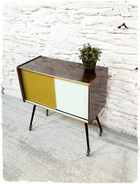 Meuble D'appoint Vintage Pieds Compas Métal Formica Bois