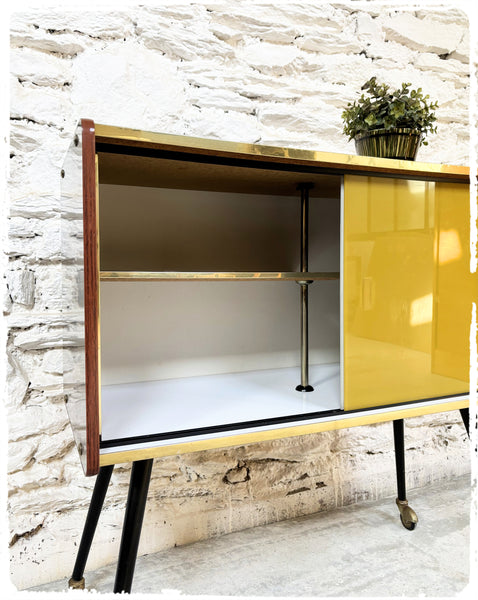 Meuble D'appoint Vintage Pieds Compas Métal Formica Bois