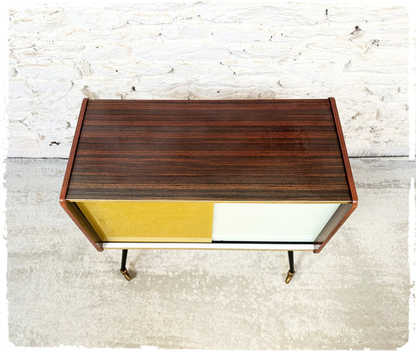 Meuble D'appoint Vintage Pieds Compas Métal Formica Bois