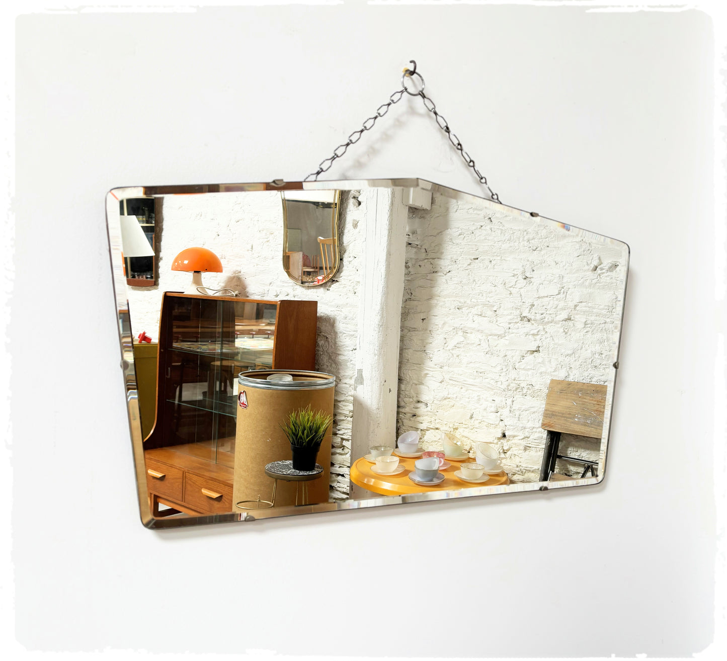 Miroir Mural Biseauté Vintage Art Déco Avec Chaîne