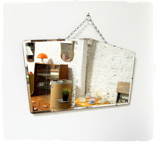 Miroir Mural Biseauté Vintage Art Déco Avec Chaîne