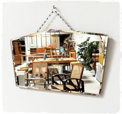 Miroir Mural Biseauté Vintage Art Déco Avec Chaîne