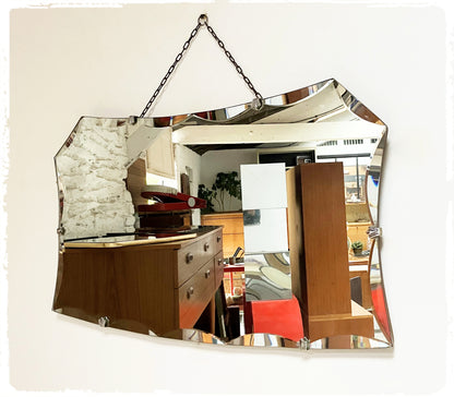 Miroir Mural Biseauté Vintage Art Déco Avec Chaîne