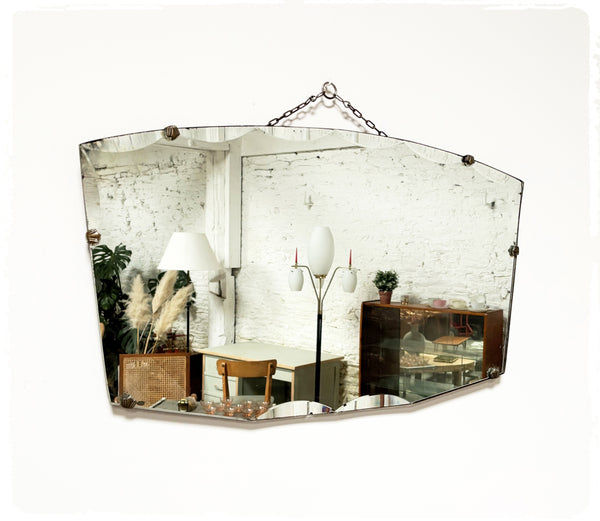 Miroir Mural Biseauté Vintage Art Déco Avec Chaîne