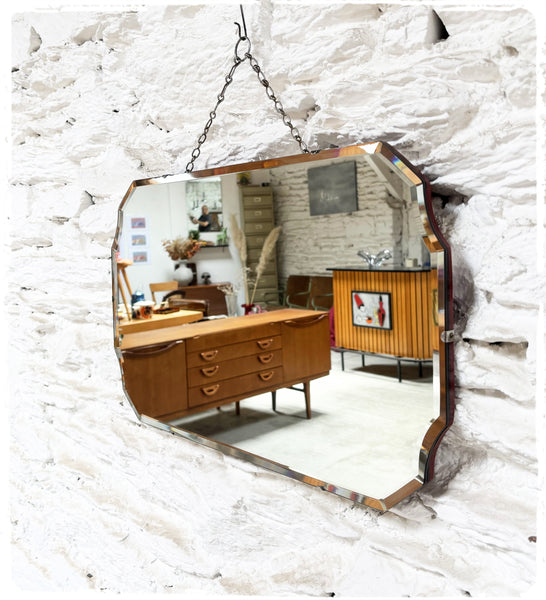 Miroir Mural Octogonal Biseauté Vintage Art Déco Avec Chaîne