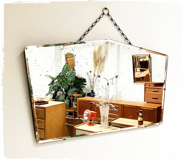 Miroir Mural Vintage Art Déco Avec Chaîne