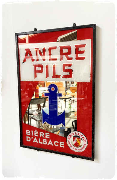 Miroir Publicitaire Vintage ANCRE PILS / Bière d'Alsace
