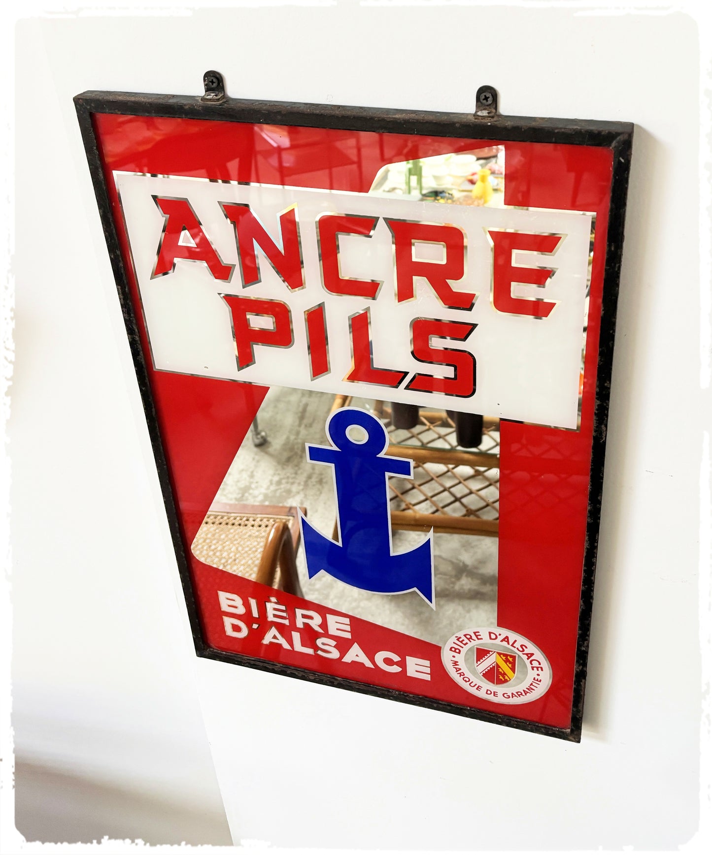 Miroir Publicitaire Vintage ANCRE PILS / Bière d'Alsace
