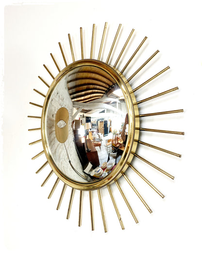 Miroir Soleil Sunburst Vintage Oeil de Sorciere Métal Doré