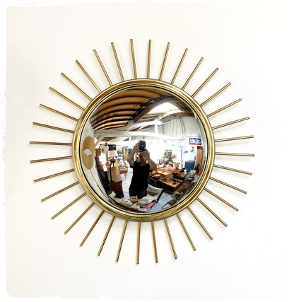 Miroir Soleil Sunburst Vintage Oeil de Sorciere Métal Doré