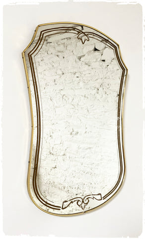 Miroir Vintage Forme Libre Blason Sérigraphié