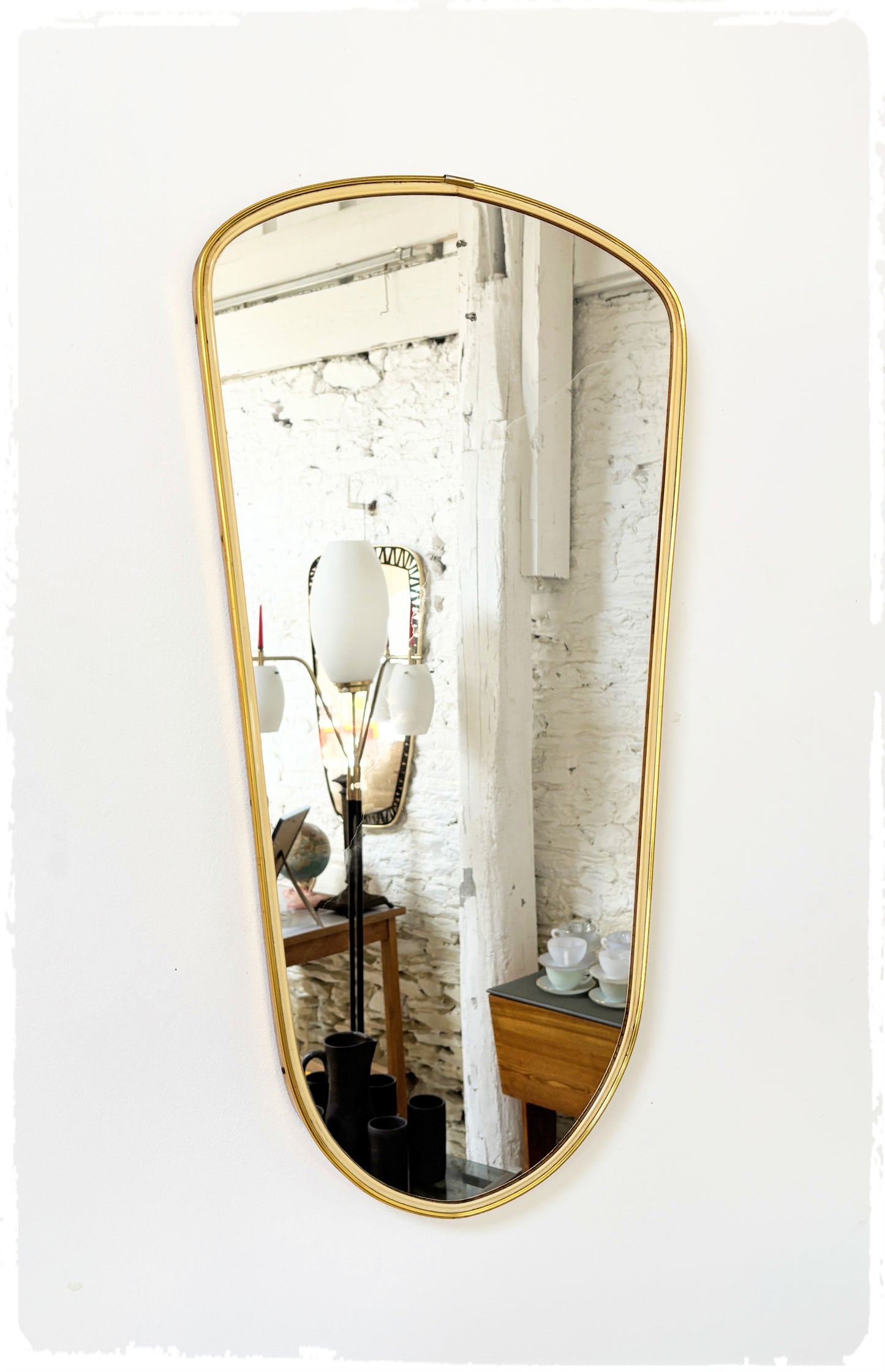 Grand Miroir Vintage Forme Libre Rétroviseur Années 50