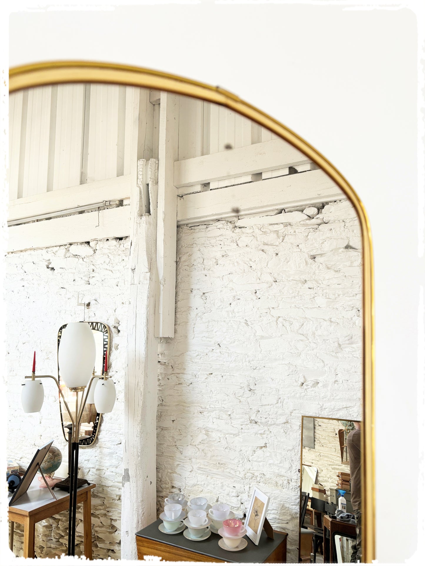 Grand Miroir Vintage Forme Libre Rétroviseur Années 50