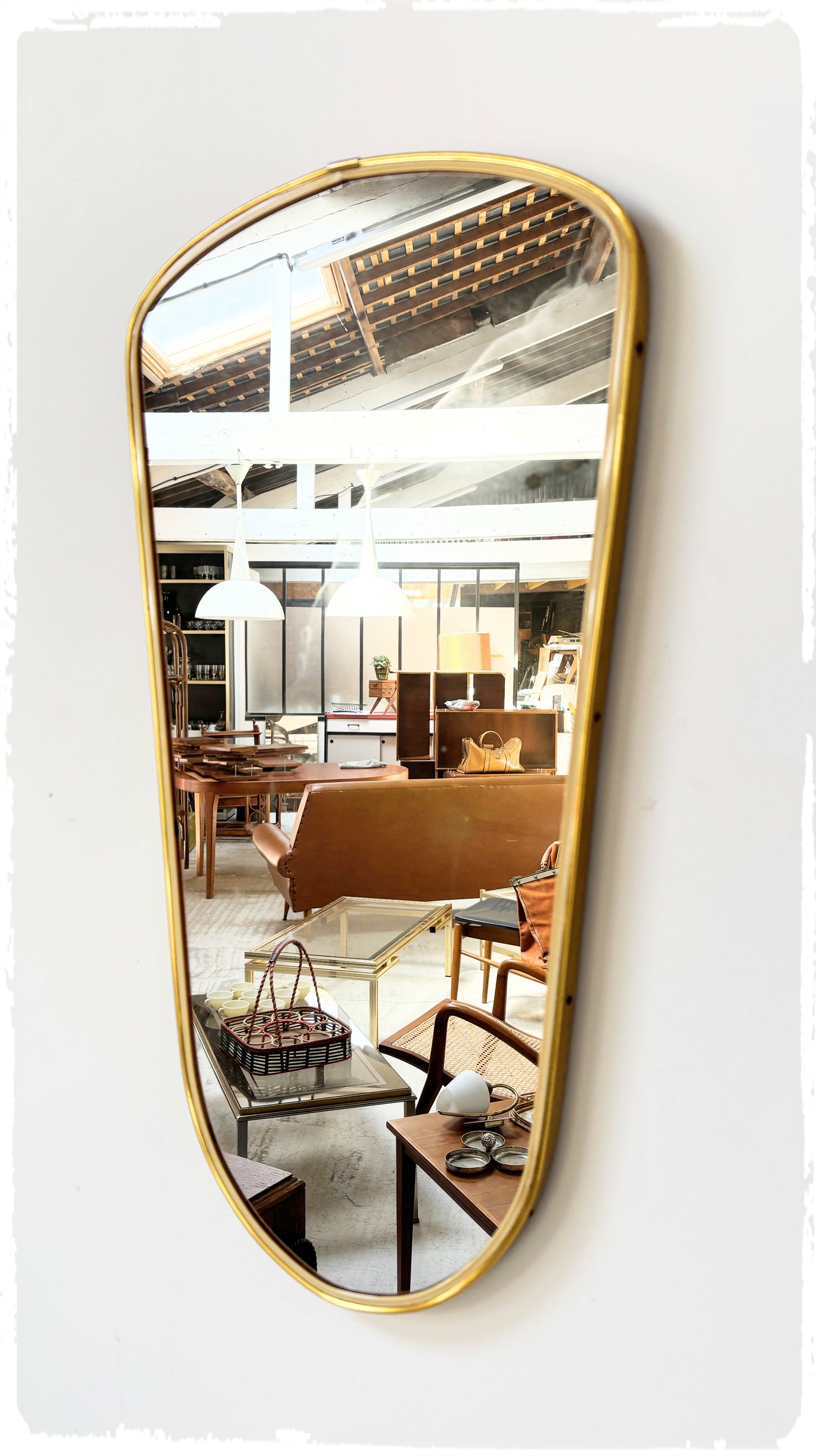 Grand Miroir Vintage Forme Libre Rétroviseur Années 50