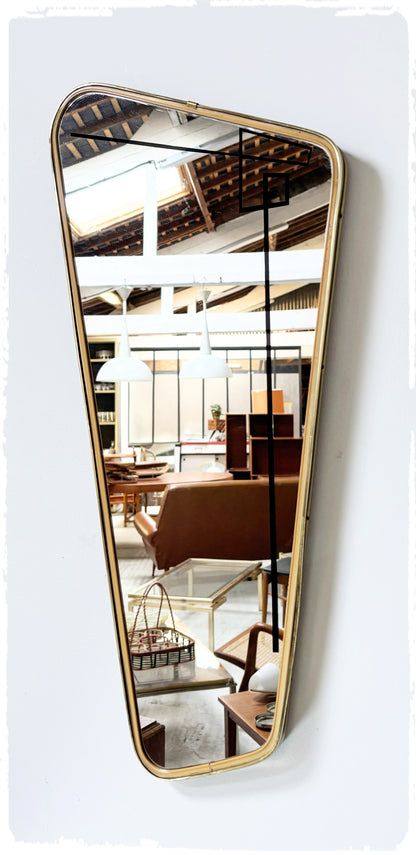 Grand Miroir Vintage Forme Libre Rétroviseur Asymétrique Sérigraphié