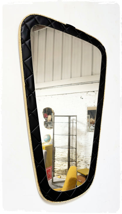 Miroir Vintage Forme Libre Rétroviseur Capitonné Noir