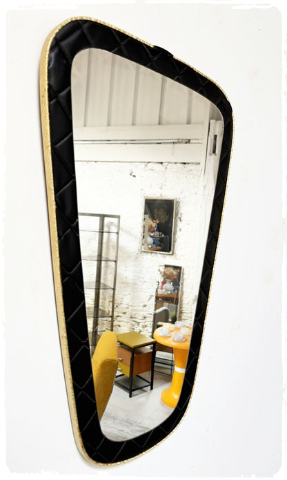 Miroir Vintage Forme Libre Rétroviseur Capitonné Noir