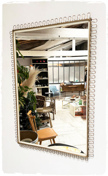 Miroir Vintage Moderniste Dentelles Métal Doré