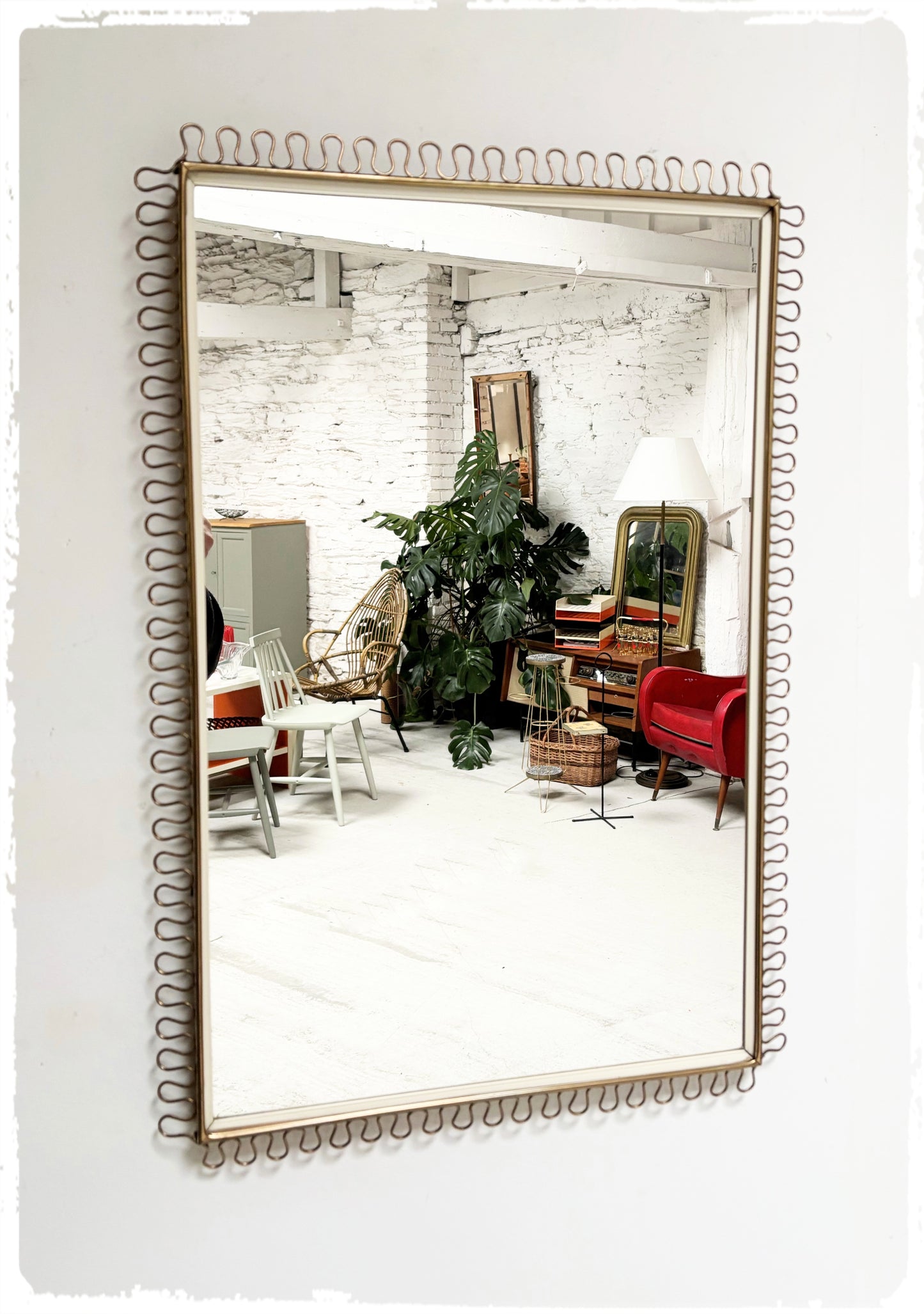 Miroir Vintage Moderniste Dentelles Métal Doré