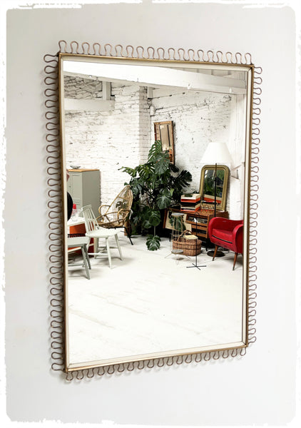 Miroir Vintage Moderniste Dentelles Métal Doré