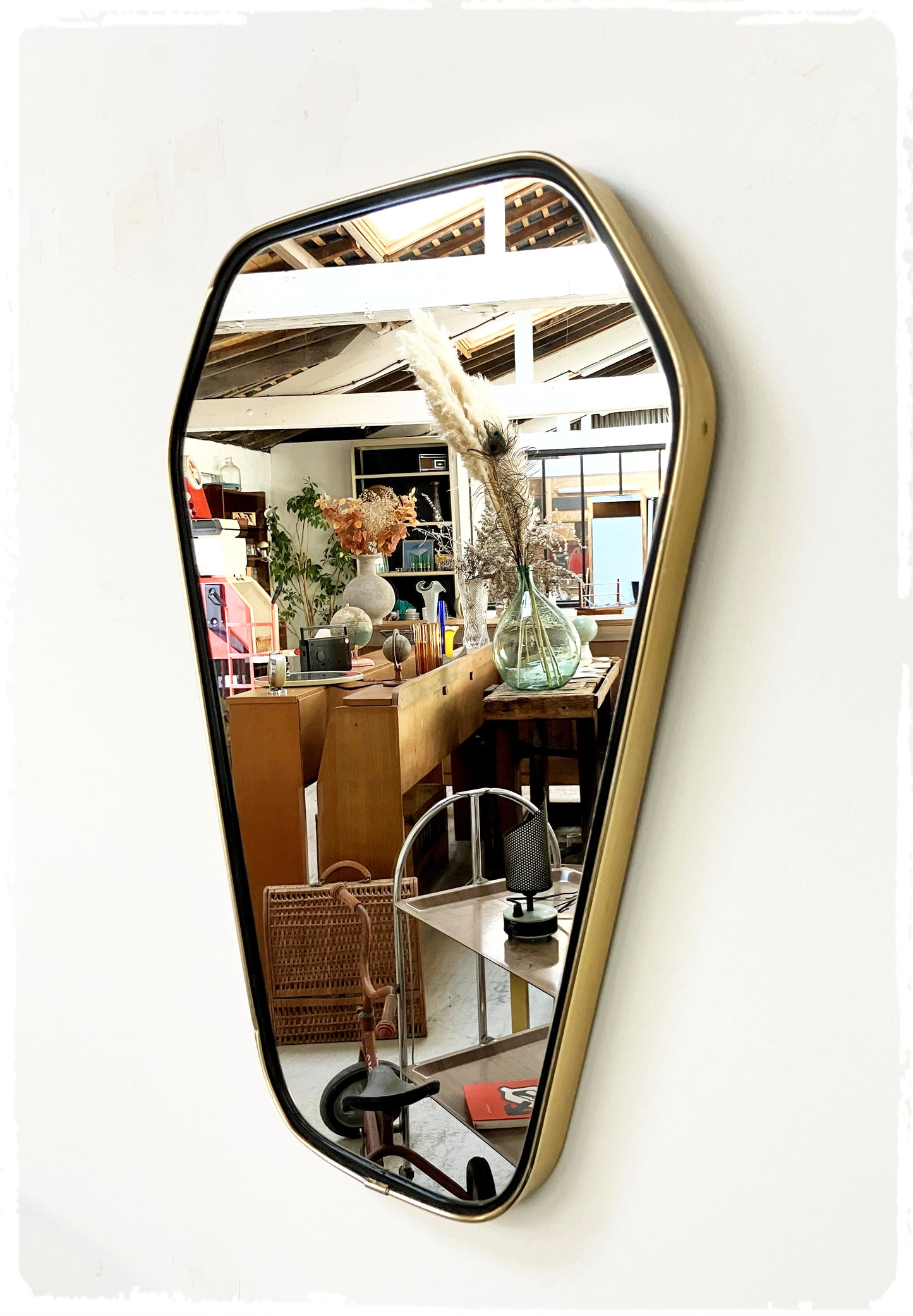 Miroir Vintage Moderniste Forme Libre Rétroviseur Hexagonale