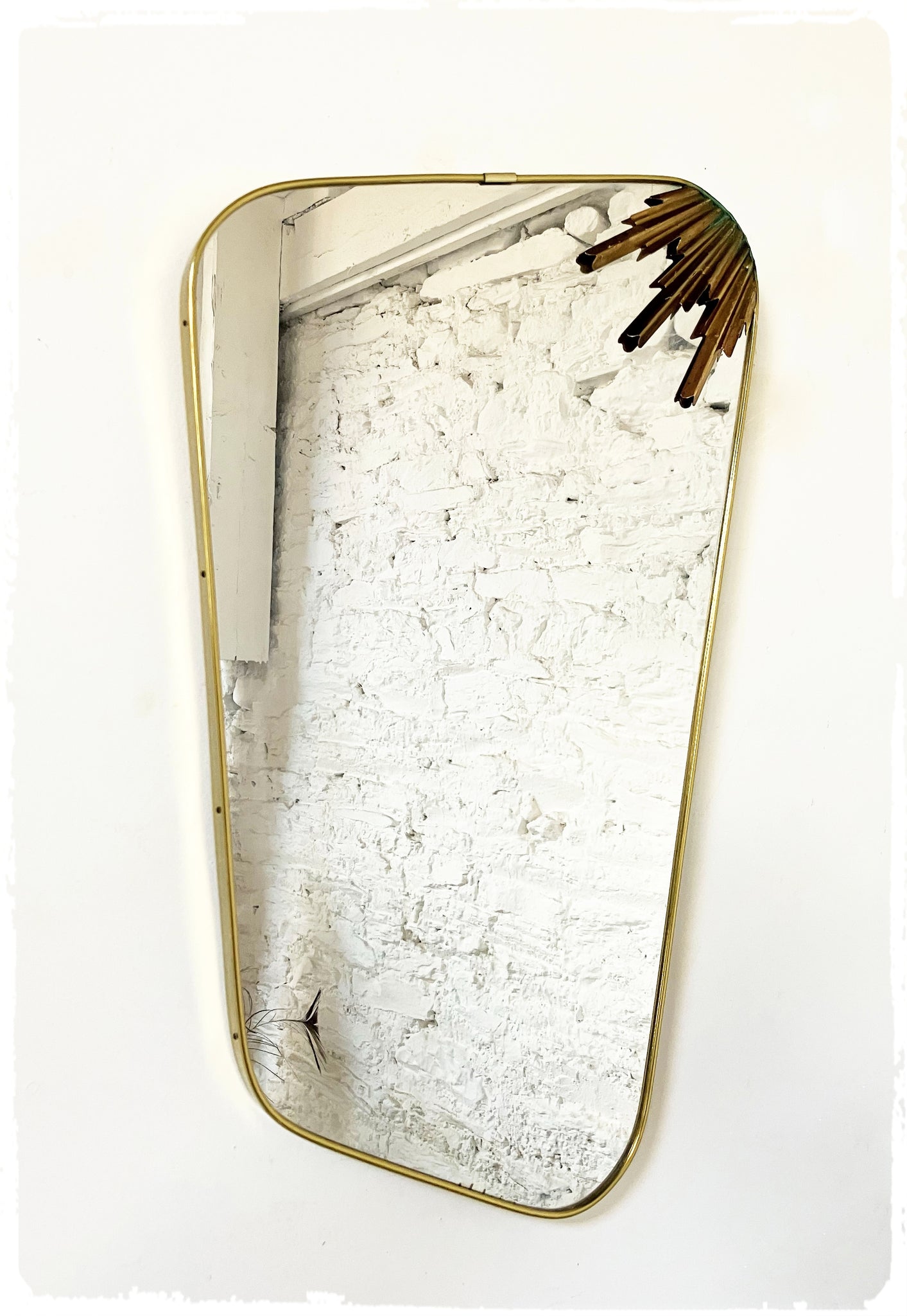 Miroir Vintage Moderniste Forme Libre Rétroviseur Décor Laiton