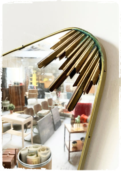 Miroir Vintage Moderniste Forme Libre Rétroviseur Décor Laiton