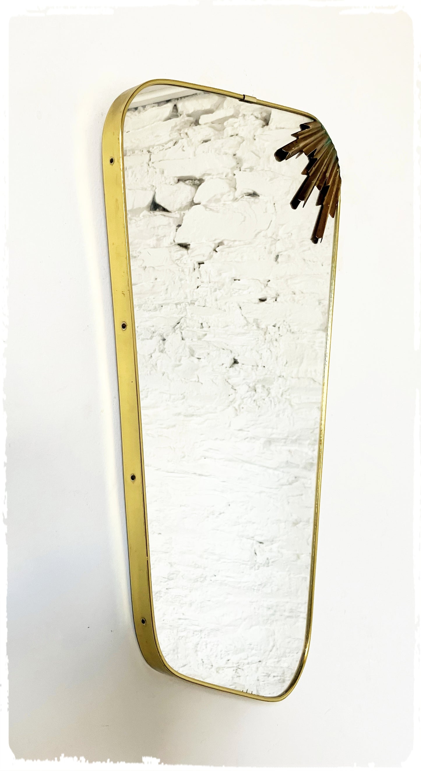 Miroir Vintage Moderniste Forme Libre Rétroviseur Décor Laiton