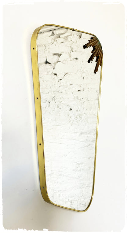 Miroir Vintage Moderniste Forme Libre Rétroviseur Décor Laiton