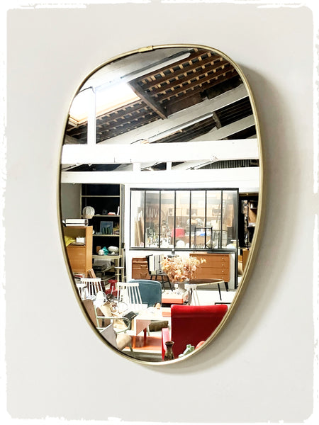 Petit Miroir Vintage Moderniste  Forme Libre Rétroviseur