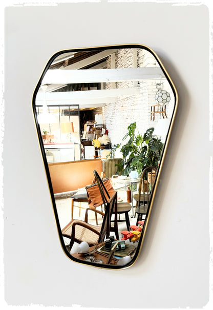 Miroir Vintage Moderniste Forme Libre Hexagonale Rétroviseur