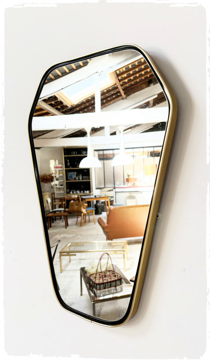 Miroir Vintage Moderniste Forme Libre Hexagonale Rétroviseur