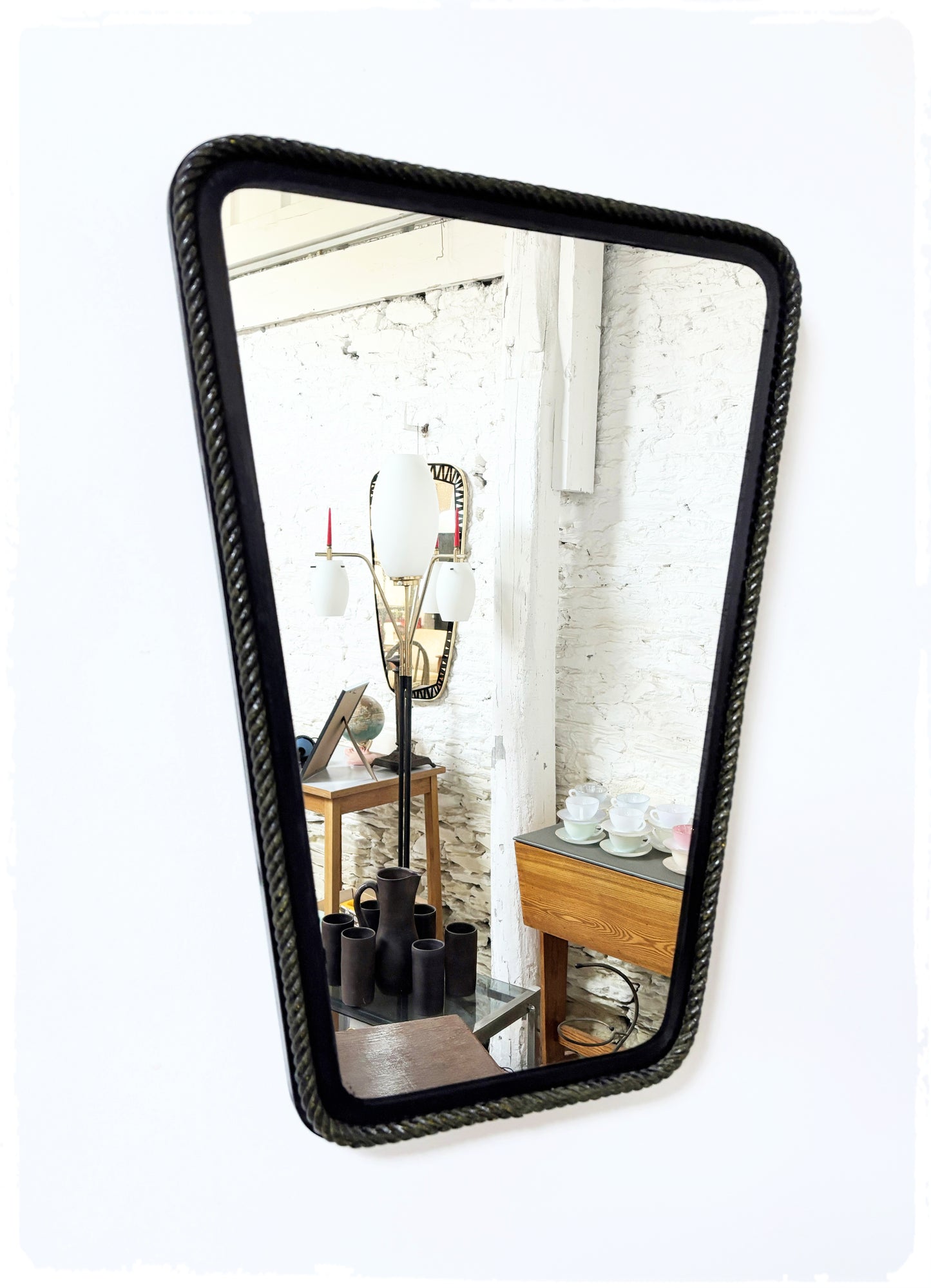 Miroir Vintage Moderniste Rétroviseur Noir