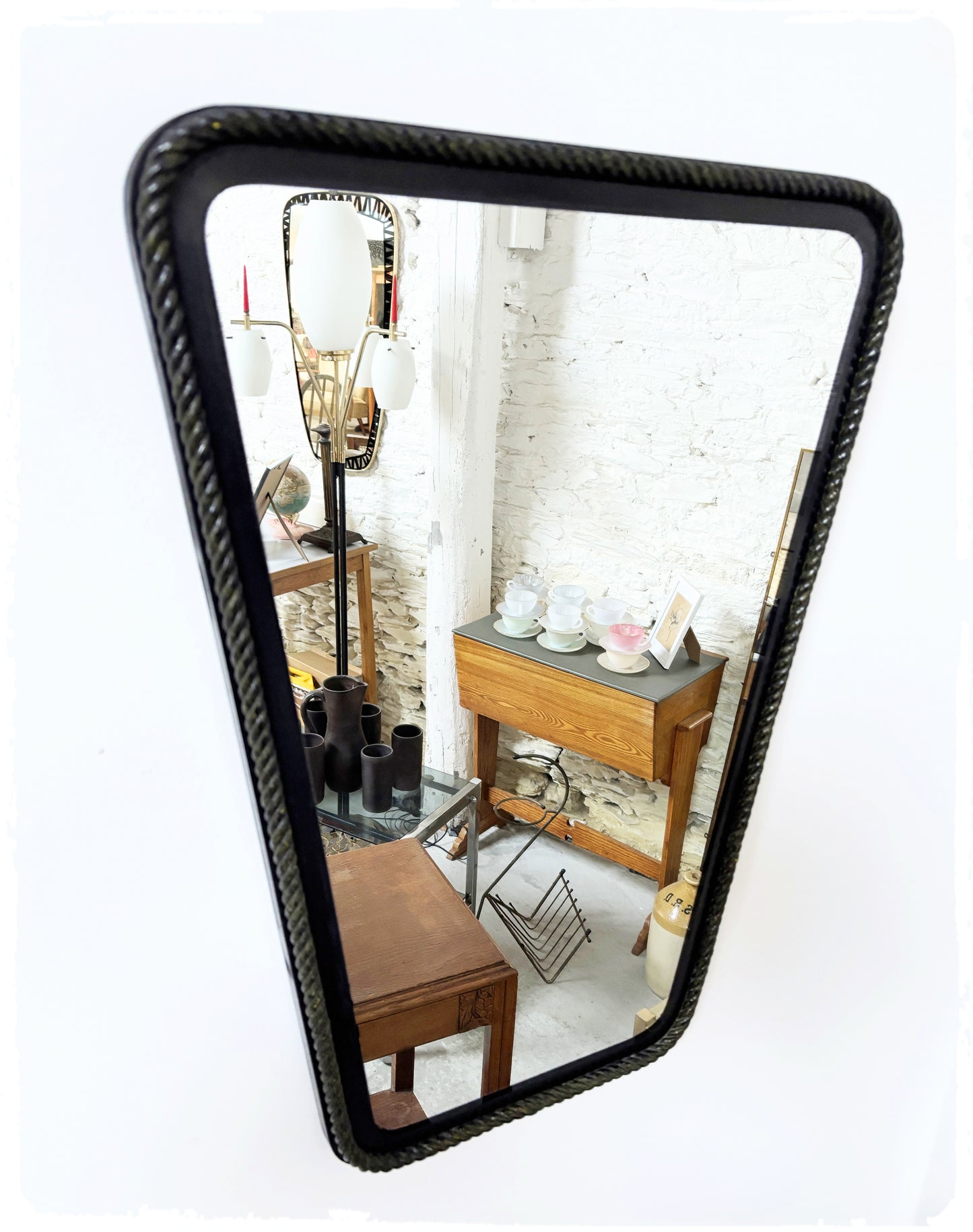 Miroir Vintage Moderniste Rétroviseur Noir