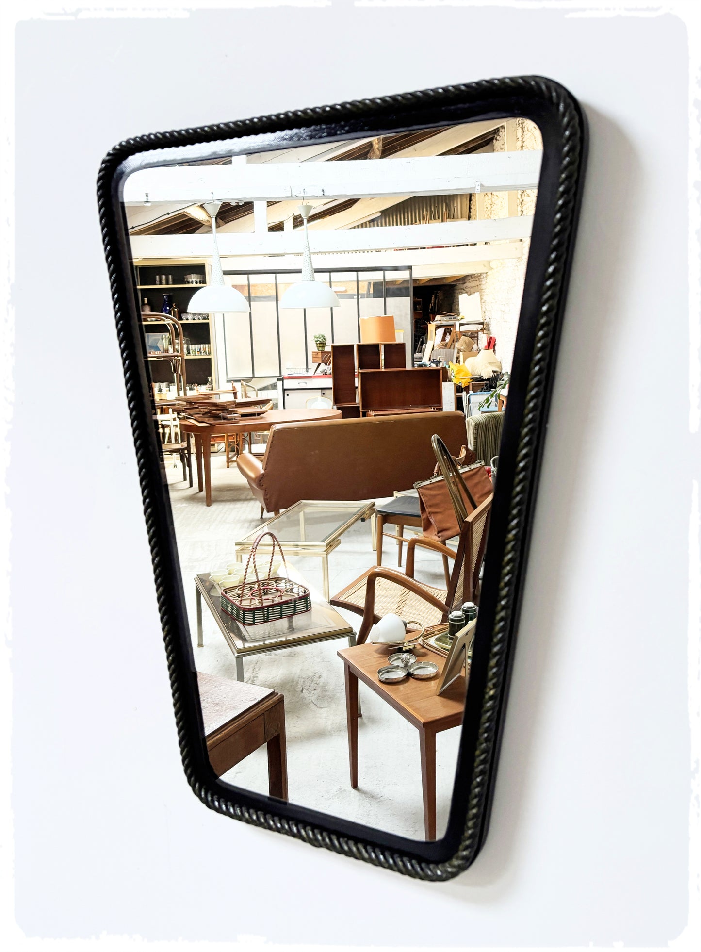 Miroir Vintage Moderniste Rétroviseur Noir