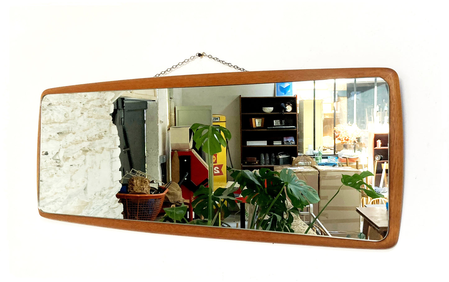 Miroir Vintage Moderniste Scandinave en Teck