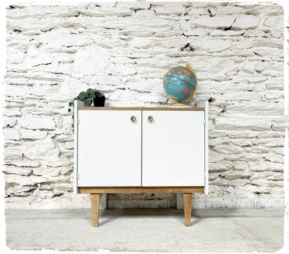 Petit Buffet Vintage Revisité Gris Blanc