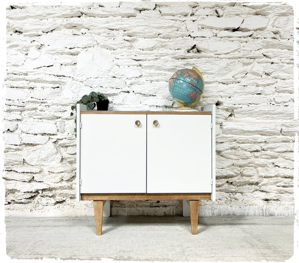 Petit Buffet Vintage Revisité Gris Blanc