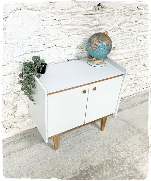 Petit Buffet Vintage Revisité Gris Blanc