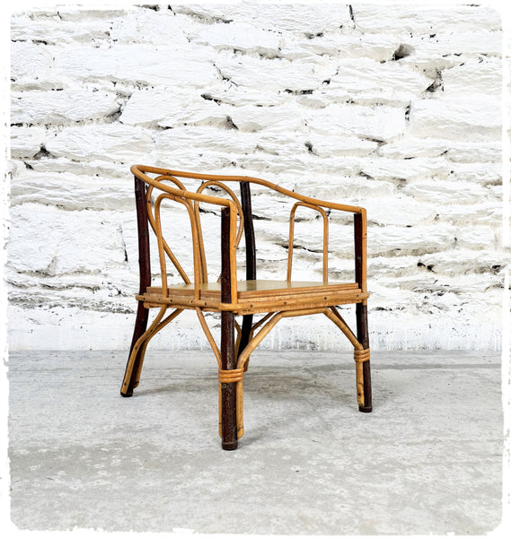 Petit Fauteuil Enfant Vintage Rotin