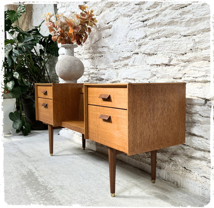 Petite Enfilade Basse Meuble Tv Vintage Style Scandinave en Teck